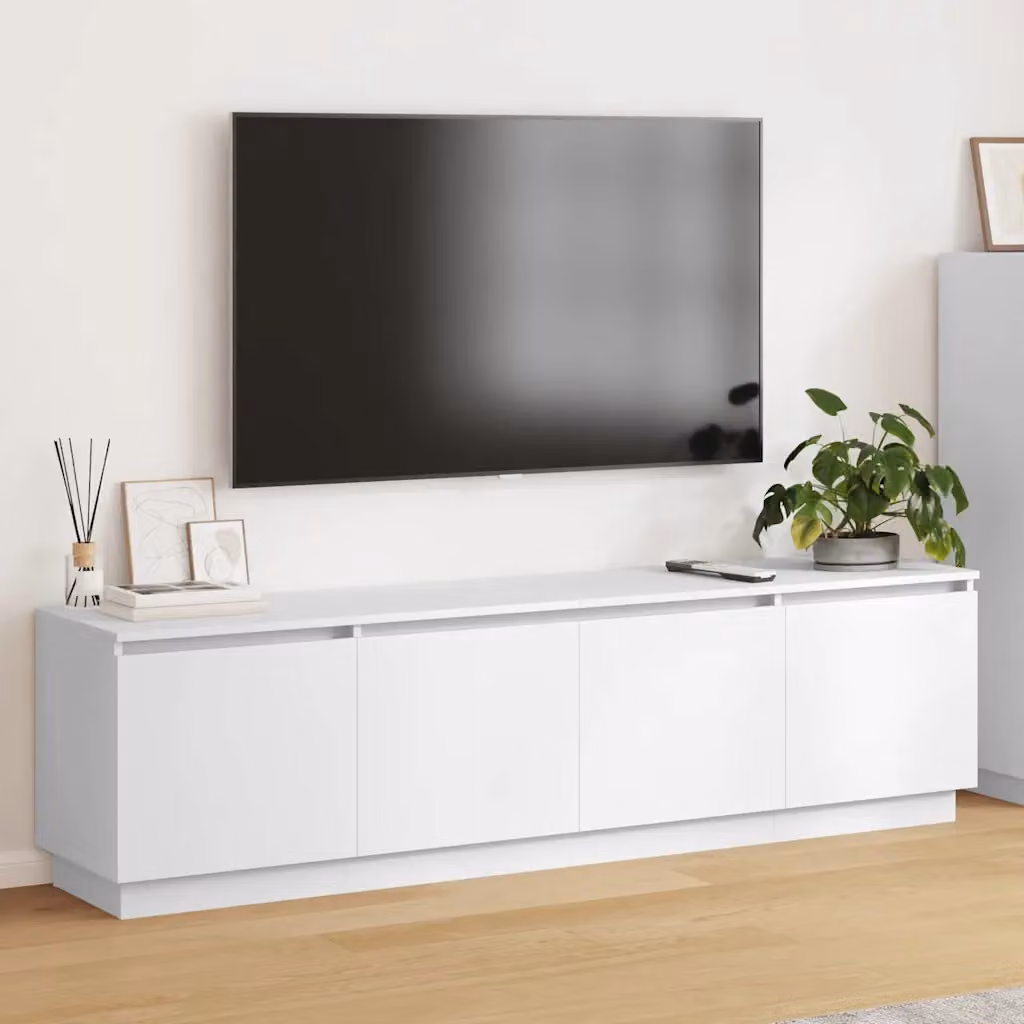 Mobile TV moderno vidaXL in legno MDF bianco con illuminazione integrata L/P/H: 180 x 38 x 49 cm