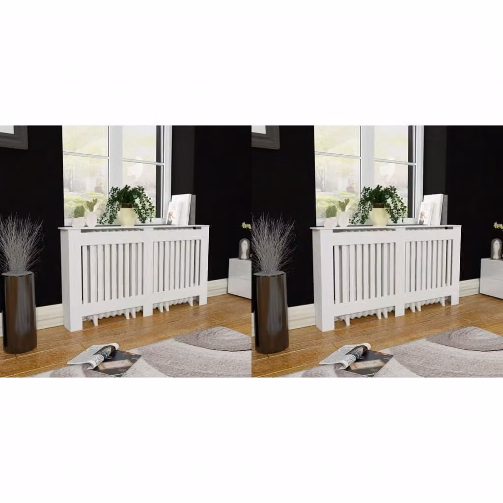 Set di 2 copritermosifoni vidaXL in MDF bianco moderno, Altezza: 152 cm – 1