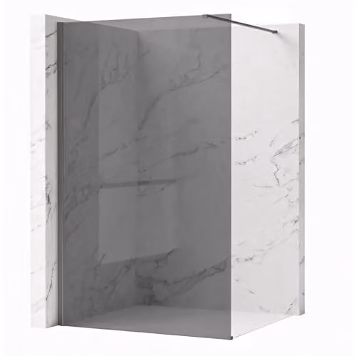 Rea - Parete Doccia Flexi, Titanium 140, Walk-In Senza Piatto Doccia, Vetro Di Sicurezza Temperato Grigio 8mm, 120 X 140 X 195 cm