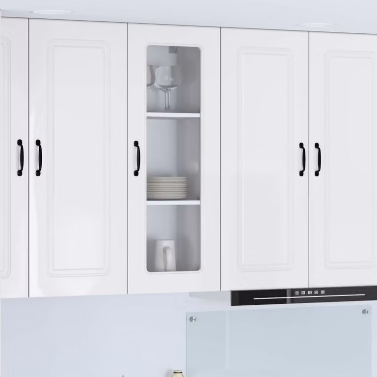 vidaXL Pensile da cucina Kalmar Bianco Lucido con ante a battente e ripiani interni L/P/H: 40 x 31 x 100 cm