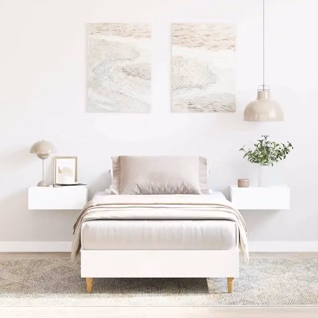 Giroletto vidaXL in legno bianco con doghe fisse L/P/H: 190 x 90 x 25 cm