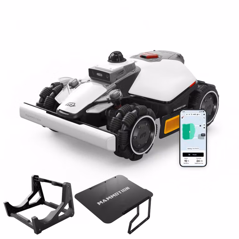 Robot tagliaerba Mammotion LUBA Mini 2 AWD 1500 con garage, supporto lavaggio, senza filo, fino a 1500 m², taglio bordi, DropMow, mappatura, 4G, APP