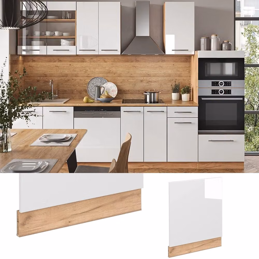 Pannello frontale Vicco Fame-Line Bianco lucido e Rovere dorato con effetto Marmo, Larghezza: 60 cm – 2