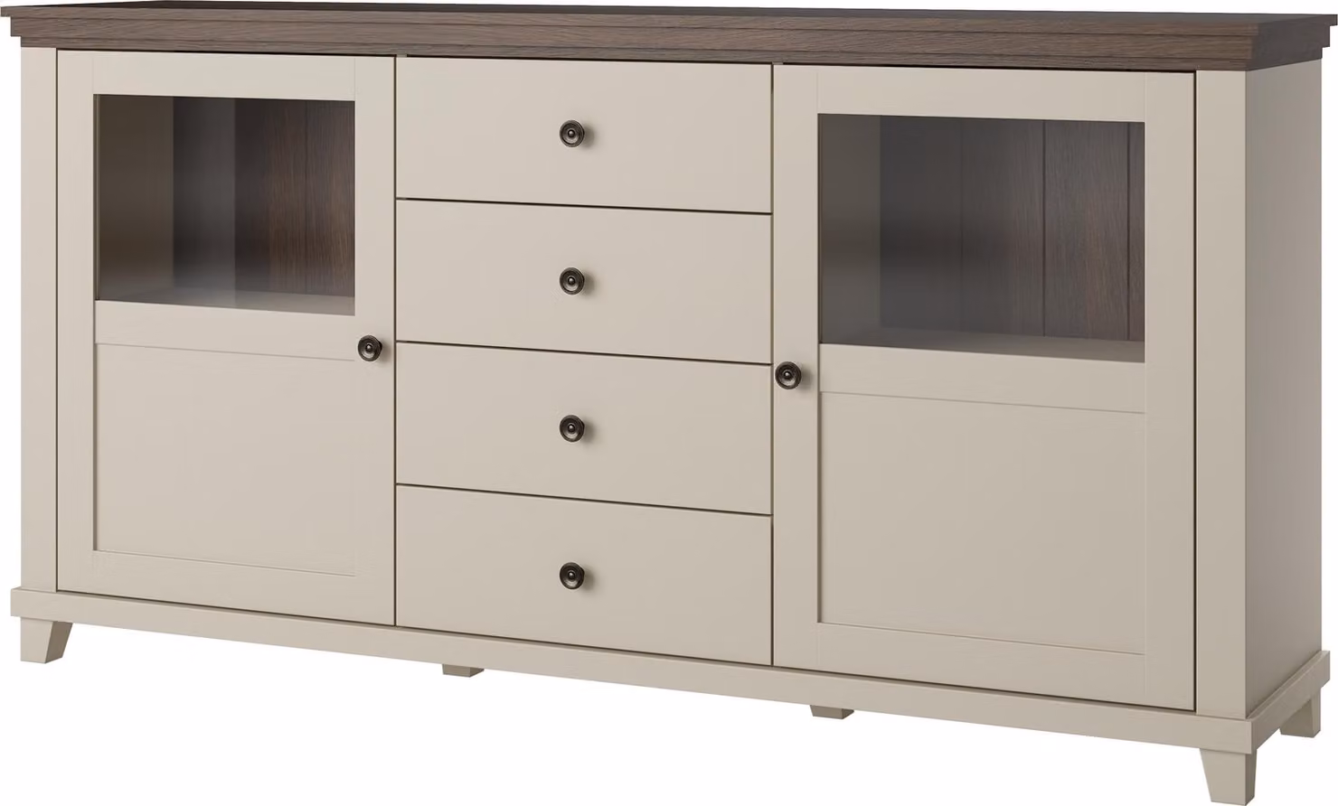 Masseno cassettiera EVANDRO 181 cm credenza con 4 cassetti e 2 ante per soggiorno camera da letto moderna 181x42x93 cm Beige / Beige