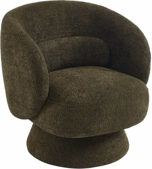 Poltrona girevole 360 Sweeek in tessuto verde, modello moderno con braccioli e struttura in legno e plastica – 1