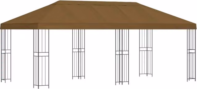Gazebo | Pergolato con pareti laterali 6 x 3 m Tortora Poliestere e Acciaio