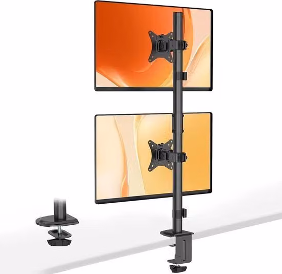 Sostegno verticale per scherm doppio, regolabile in altezza e inclinabile, per schermi da 17 a 32 pollici, carico massimo 9 kg per braccio, VESA 75/100 mm