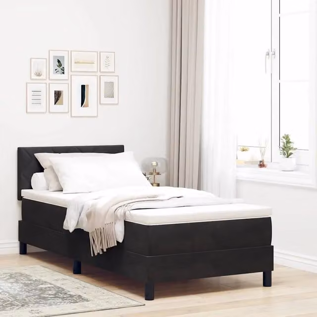 Letto a Sorgente LED con testiera Nero 90 x 200 cm Velluto 3342694