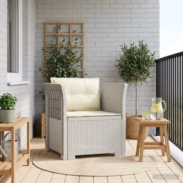 Poltrona da giardino a 1 posto con cuscini in stile rattan bianco moderno per esterno