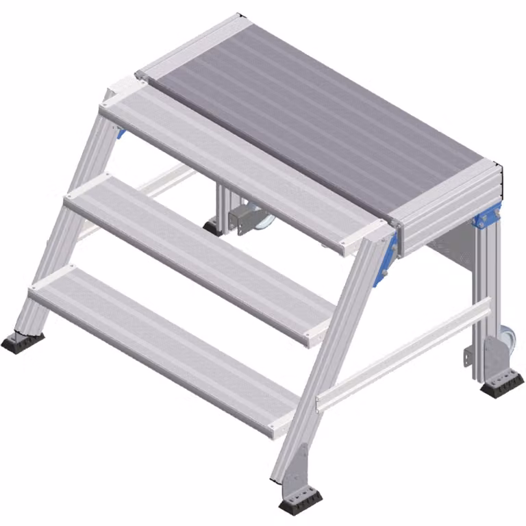 Piattaforma per scale Zarges a 60°, larghezza gradino 1000 mm, 3 gradini