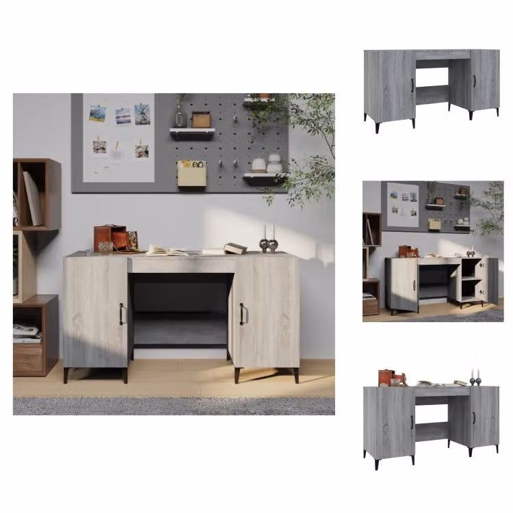 vidaXL Scrivania grigio Sonoma 140x50x75 cm in legno - Scrivanie