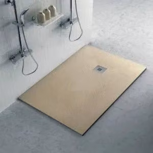 Piatto doccia rettangolare Karen in resina minerale effetto pietra colore beige L: 120 cm, P: 70 cm