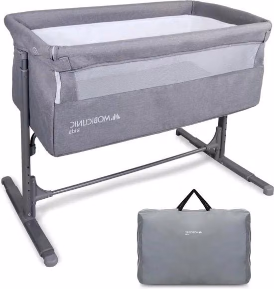 Culla per Bambini Reclinabile in 5 Posizioni - Tasca Portatile - Ruote - Tessuto Respirante - Angolo Regolabile - Base Piena - Culla Adattabile