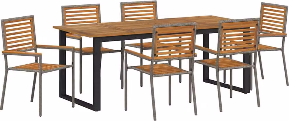 Set da Pranzo per Giardino 7 pcs Grigio