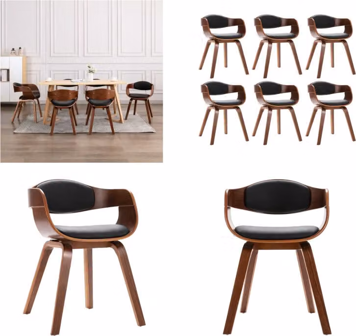 vidaXL Sedie da pranzo 6 pz. Bentwood e Pelle finta - Sedia da sala da pranzo - Sedie da sala da pranzo - Sedia da cucina - Sedie da cucina