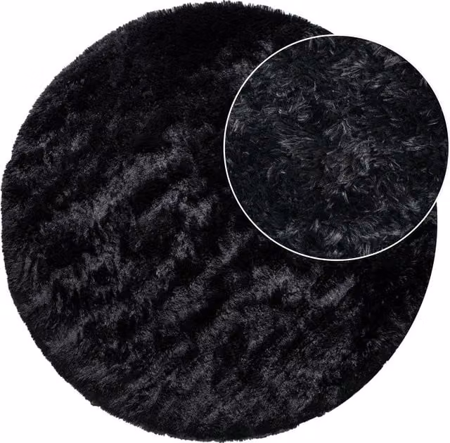 Tappeto rotondo a pelo alto Silvana nero Diametro: 120 cm