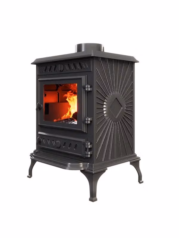 Stufa a legna a libera installazione OUTINFIRE P3 ECO da 7,4 KW in versione grigio e nero – 2