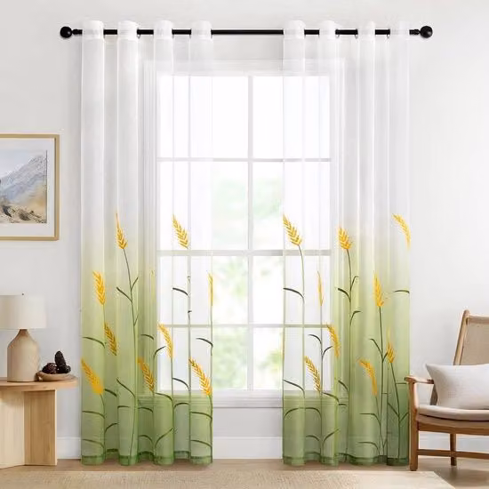 Gordini trasparenti per camera da letto - Pannelli bianchi - 2 pezzi - 140 x 225 cm - Verde