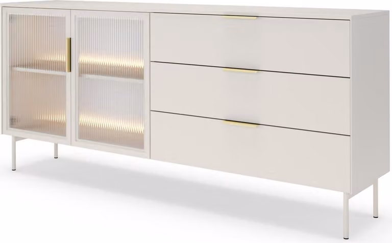 Credenza FURNLUX Lumi Beige e Oro 181 cm / Colore principale: beige / Dimensioni: 181 x 83 x 39 cm