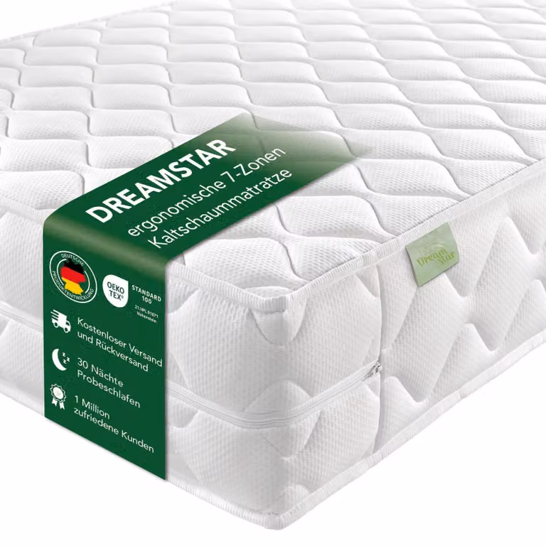 Materasso a molle insacchettate 180x200 cm | Altezza 22 cm | Materasso a due lati, durezza H2 e H3 | Dreamstar Ergo Flex TFK XXL