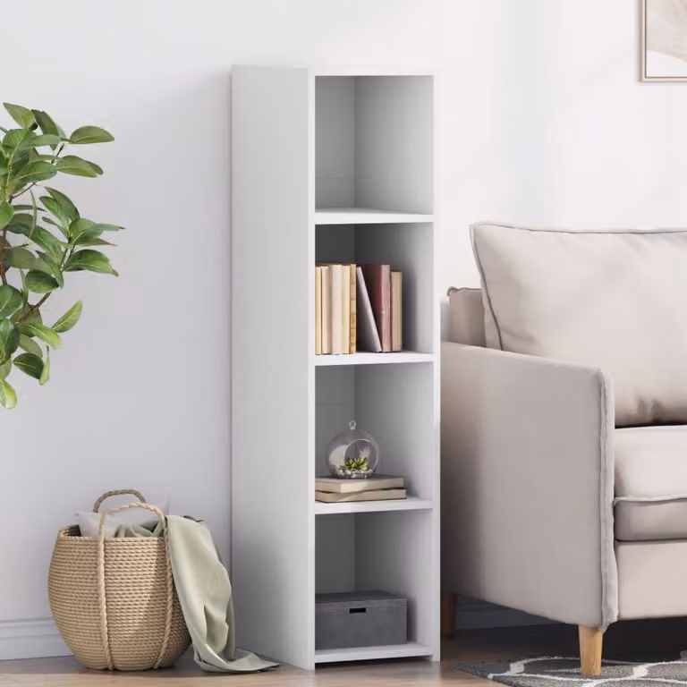 Credenza moderna vidaXL in legno multistrato e MDF, colore bianco, L/P/H: 124 x 30 x 41 cm