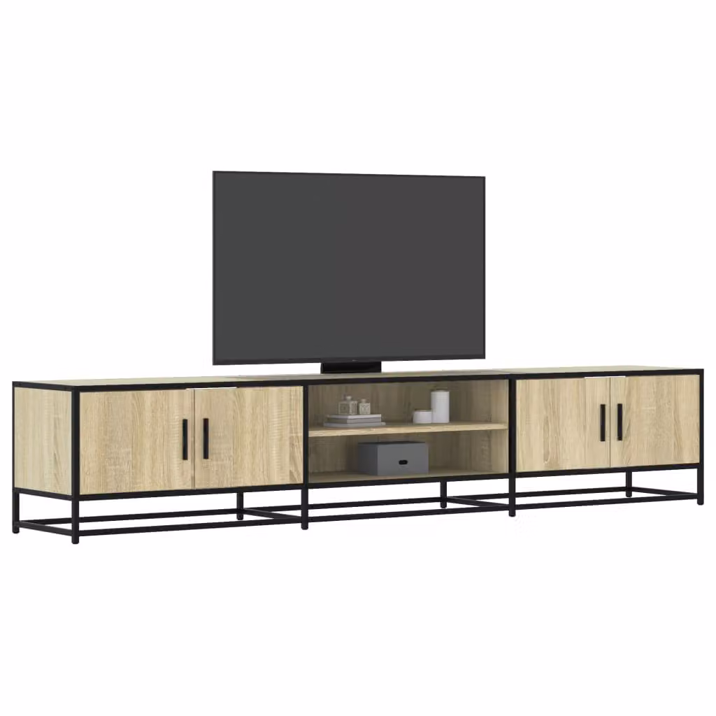 Mobile TV vidaXL in stile industrial color marrone con finitura legno e metallo, L: 210 cm, P: 35 cm, H: 41 cm