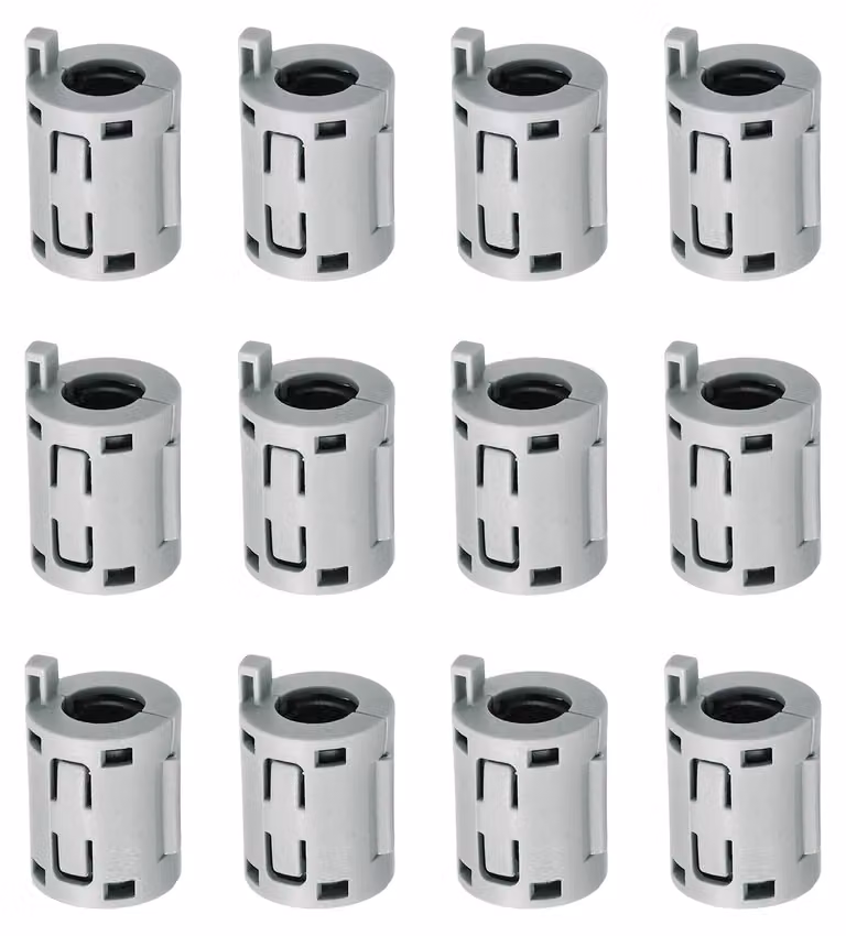 Anelli filtranti in ferrite, 12 pezzi, diametro interno 7 mm, grigi, per la soppressione delle interferenze elettromagnetiche