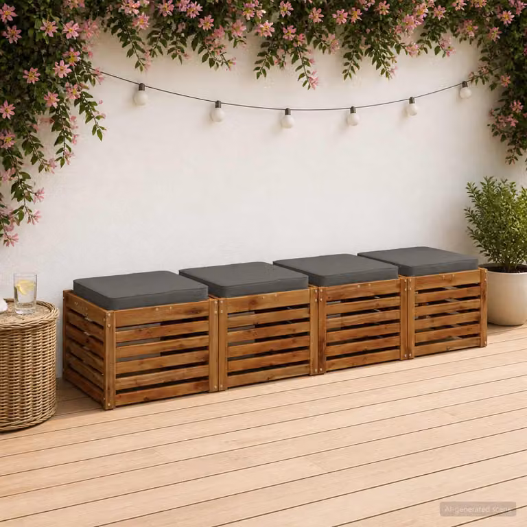 Set di 4 cuscini per sedia vidaXL VUGHT in poliestere grigio con rivestimento rimovibile e lavabile
