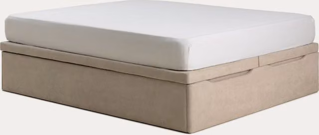 Letto contenitore imbottito Kenay Home colore perla con base a sollevamento L: 160 cm, P: 190 cm
