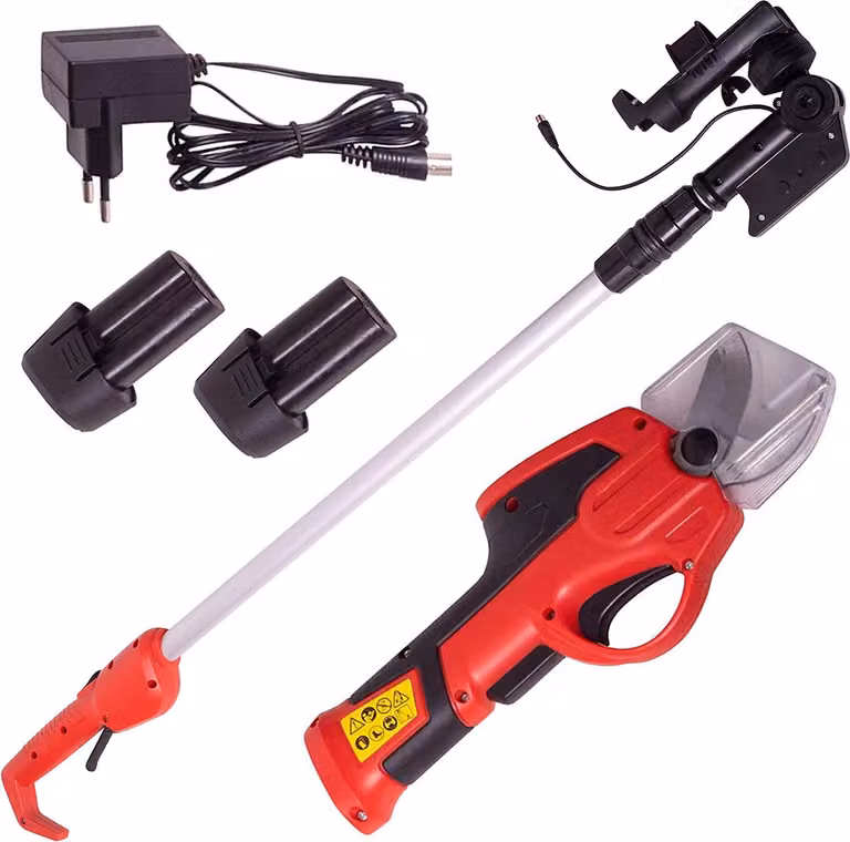 ONVAYA® Forbici elettriche da giardino con manico telescopico + batteria di ricambio