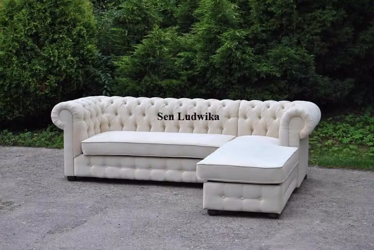 Chesterfield Ecksofa L-Form Stoff Design Couch Polster Sitz Sofa Textil Eck