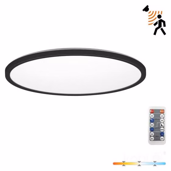 Plafoniera LED NIVERA CIRCLE 18W 3CCT 3000/4000/6000K LX con sensore di movimento e crepuscolare IP54 nero rotondo Kobi Premium