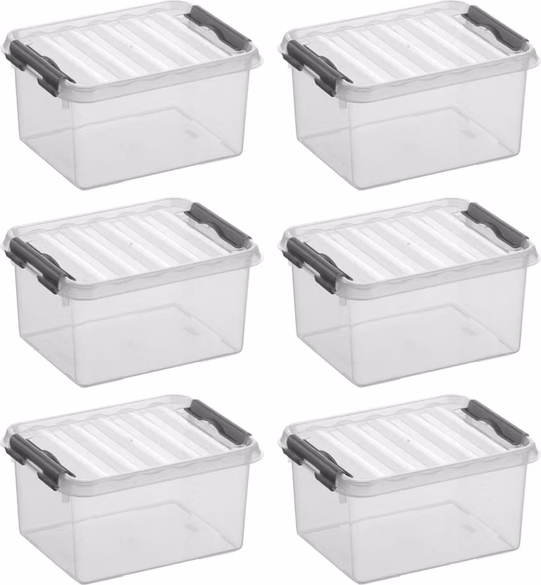 Sunware Q-line box trasparente/grigio 2 litri - set di 6 pezzi