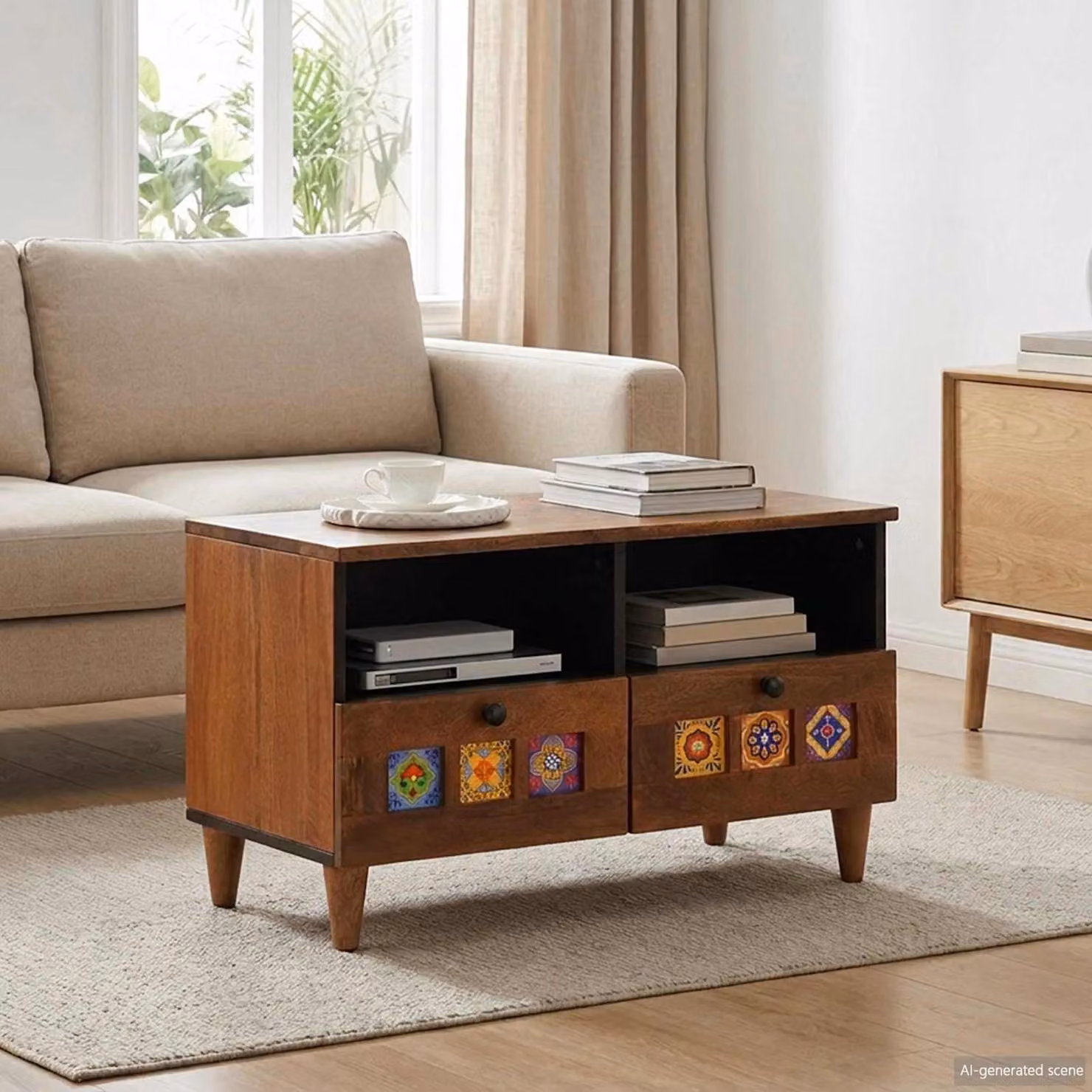 vidaXL Tavolino da salotto moderno in legno di mango marrone L: 80 cm, P: 54 cm, H: 40 cm