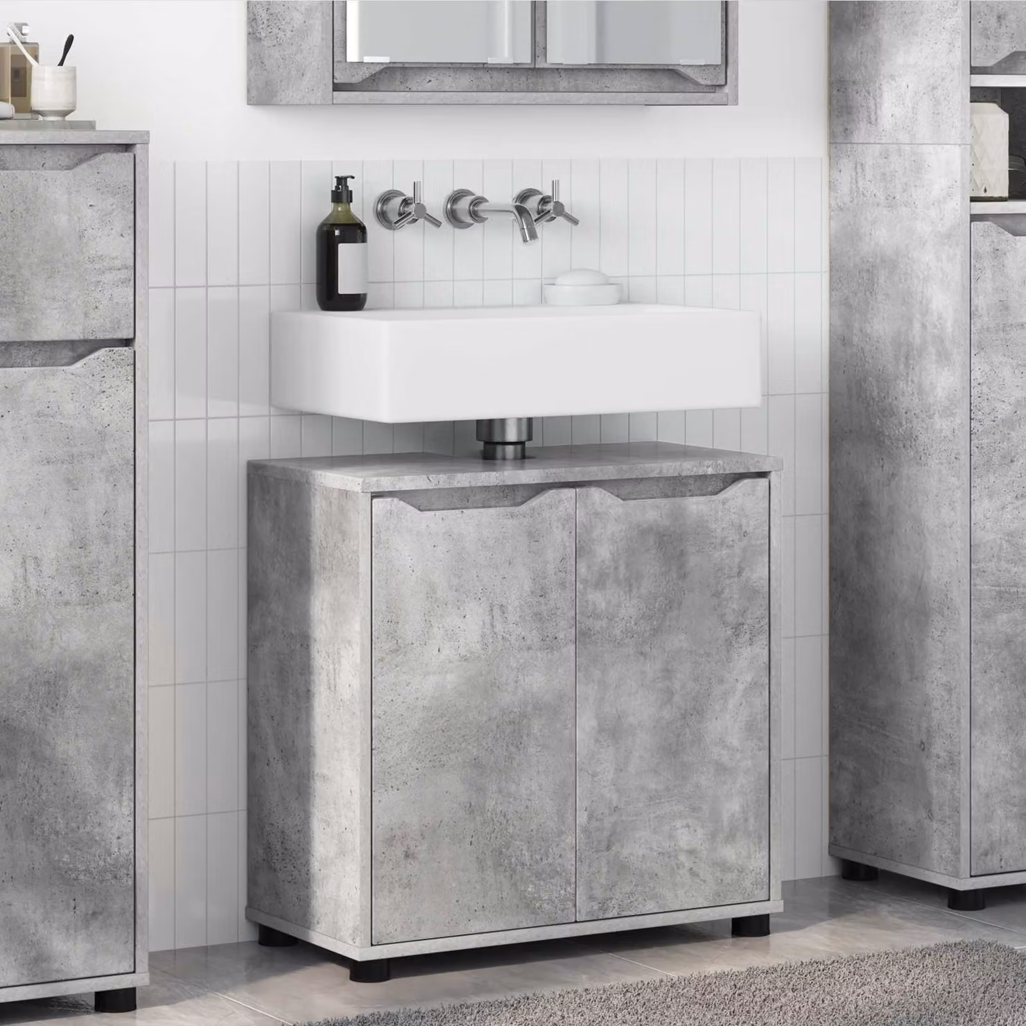 vidaXL Mobile per lavabo da bagno Grigio cemento 60 x 30 x 60 cm
