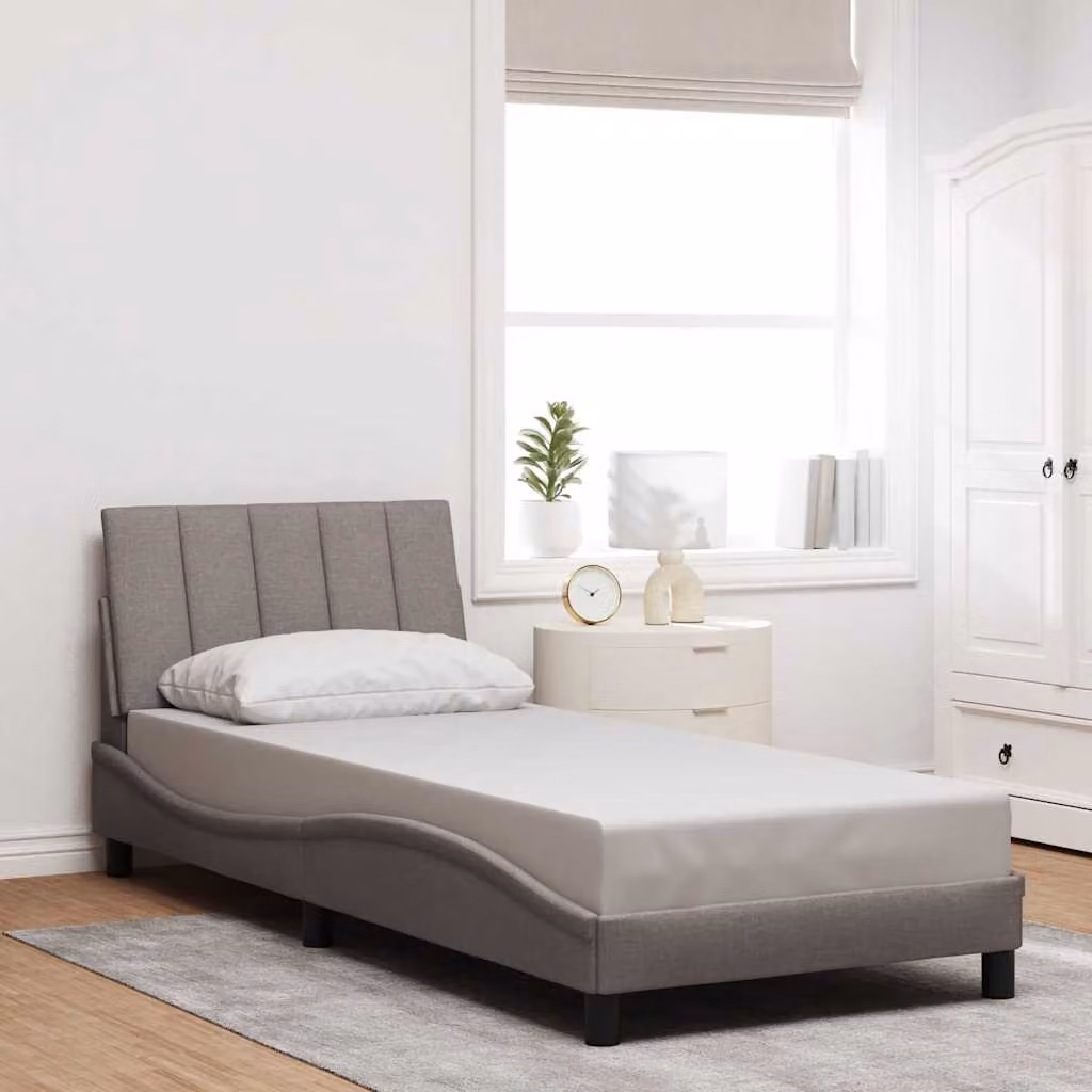 Giroletto senza materasso Hanko vidaXL in tessuto tortora con doghe in legno, L/P/H: 90 x 200 cm – 1