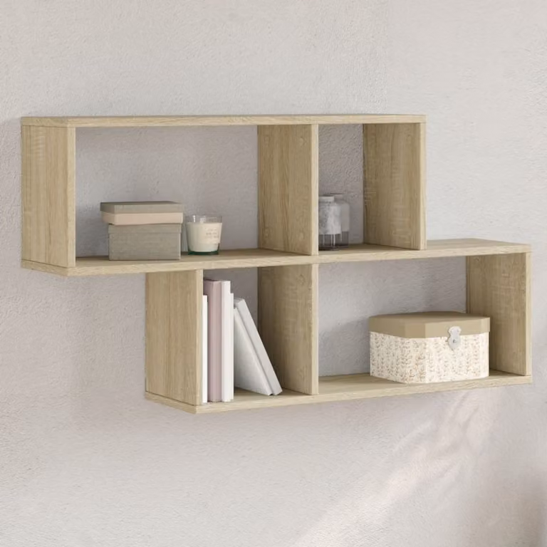Scaffale a parete moderno vidaXL in legno MDF color rovere, L 100 cm x P 20 cm x H 53 cm