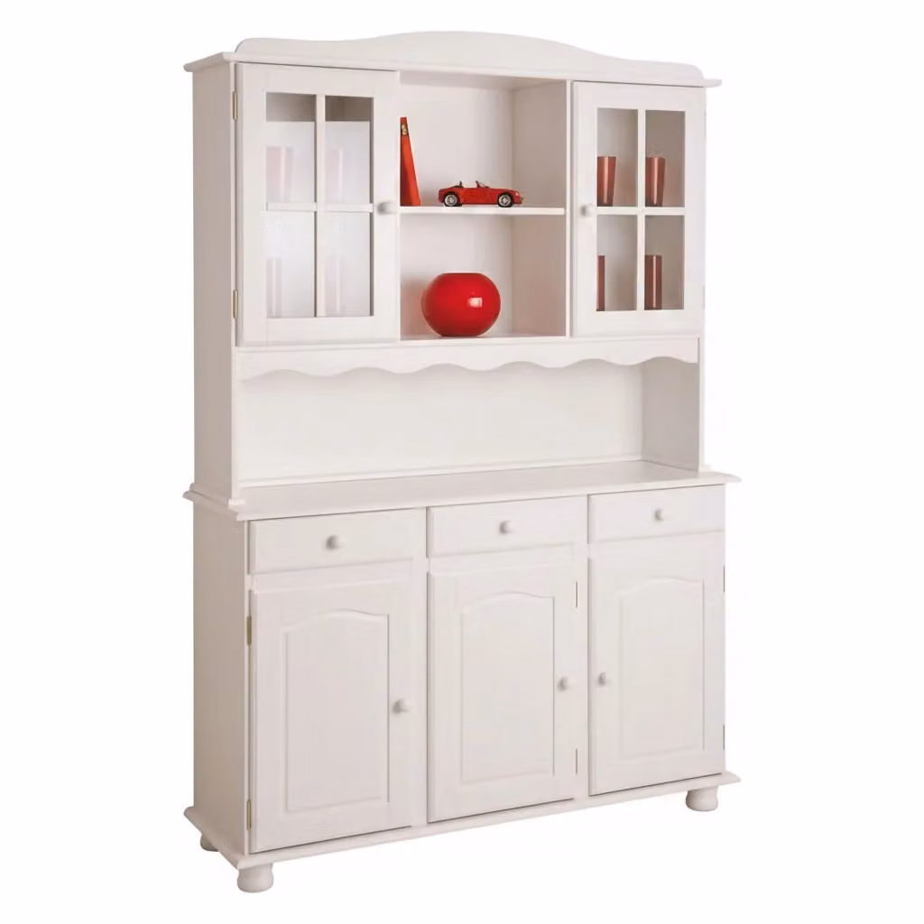 Madia Presezzo DMORA, Credenza Moderna con Ante Scorrevoli e 6 Ripiani, Bianco, L: 130 cm, P: 32 cm, H: 198 cm – 2