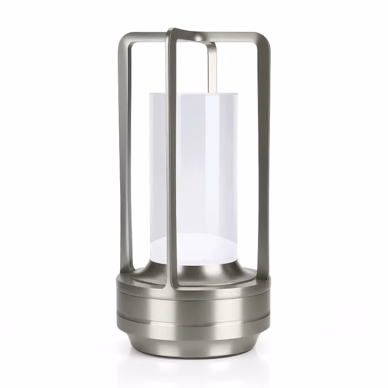 Lampada da tavolo LED in vetro senza fili - lampada in metallo con comando a sfioramento - argento