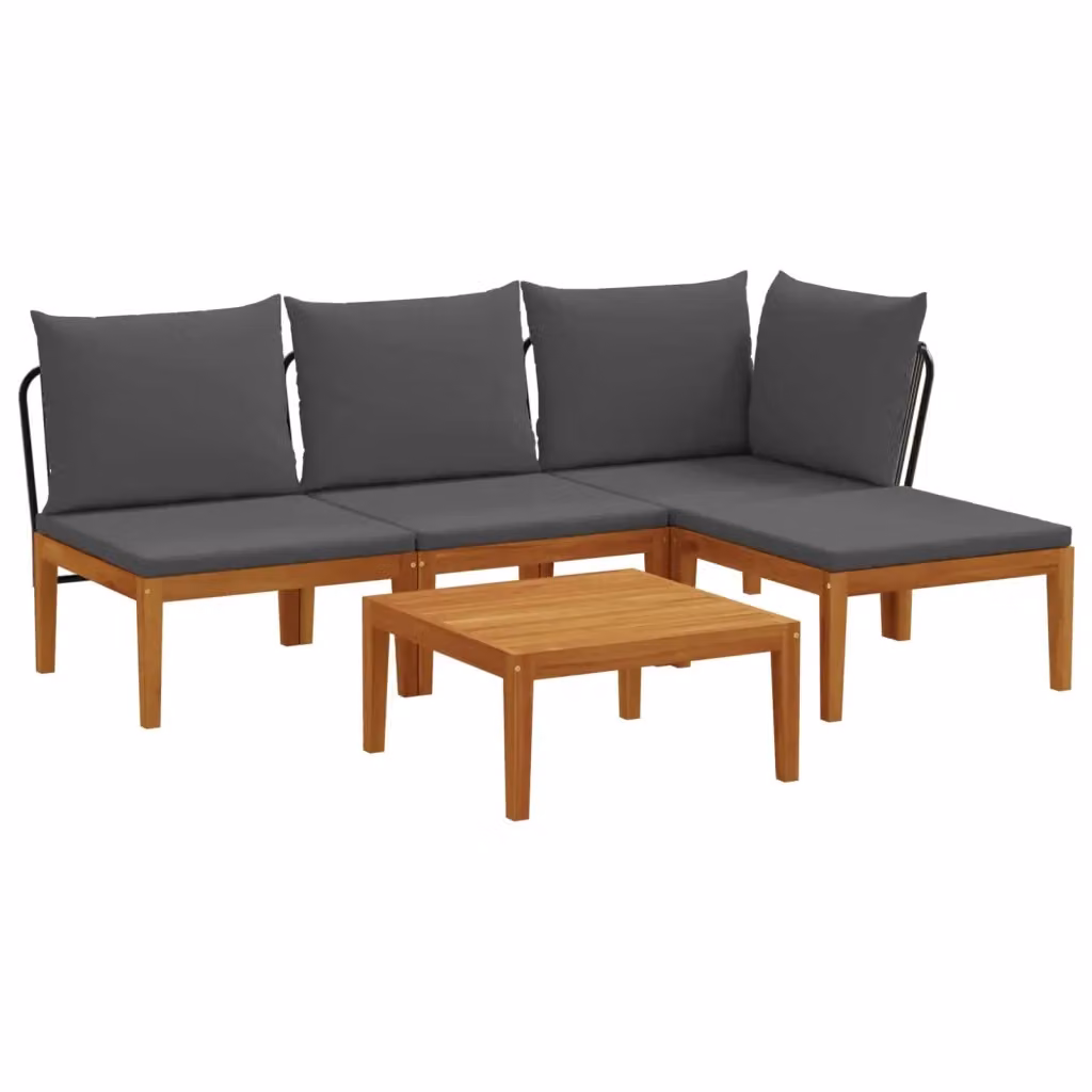 Set da giardino moderno vidaXL in legno di acacia con 5 cuscini, L/P/H: 110 x 60 x 30 cm – 2