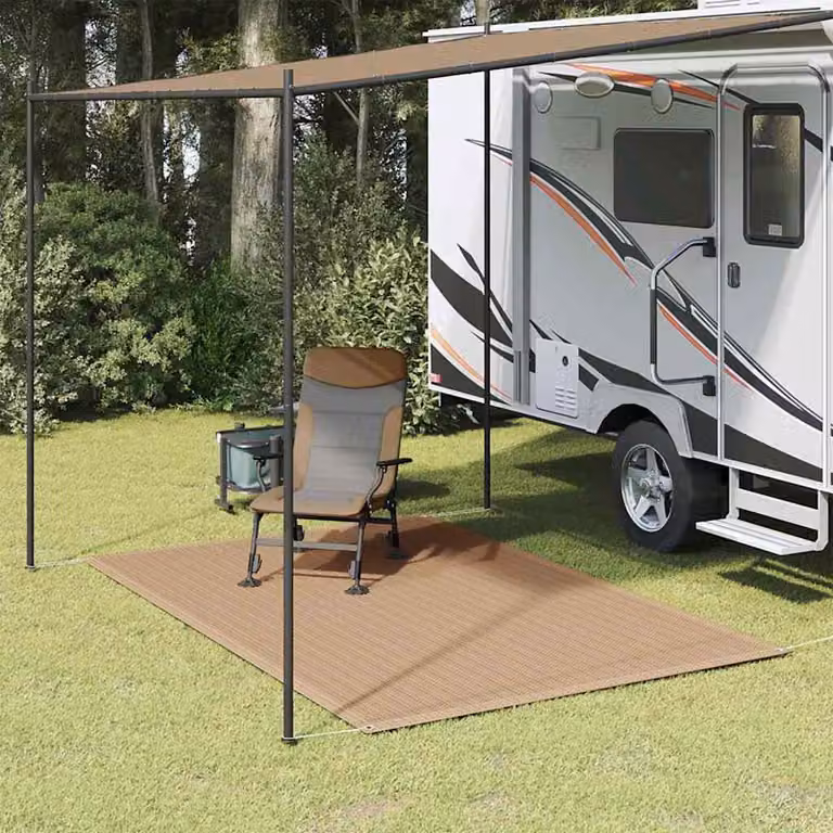 Tappeto da esterno vidaXL in polipropilene per giardino e terrazza, L: 250 cm, P: 200 cm, disponibile in grigio o beige