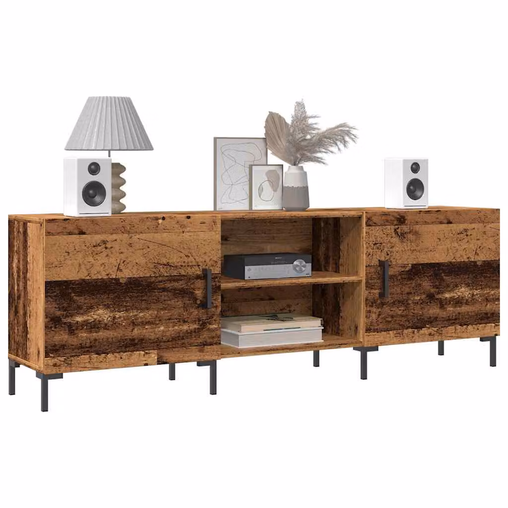 Mobile Porta TV vidaXL in Legno e Metallo Marrone con Ruote L 150 x P 30 x H 50 cm