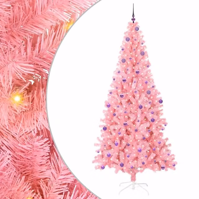 Albero di Natale con 300 LED con supporto-Luci decorative natalizie Rosa 240 cm PVC 674256