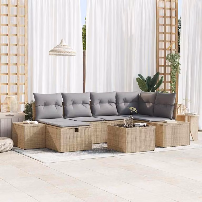 Maison Exclusive - Set di divani da esterno, 6 pezzi, in rattan sintetico