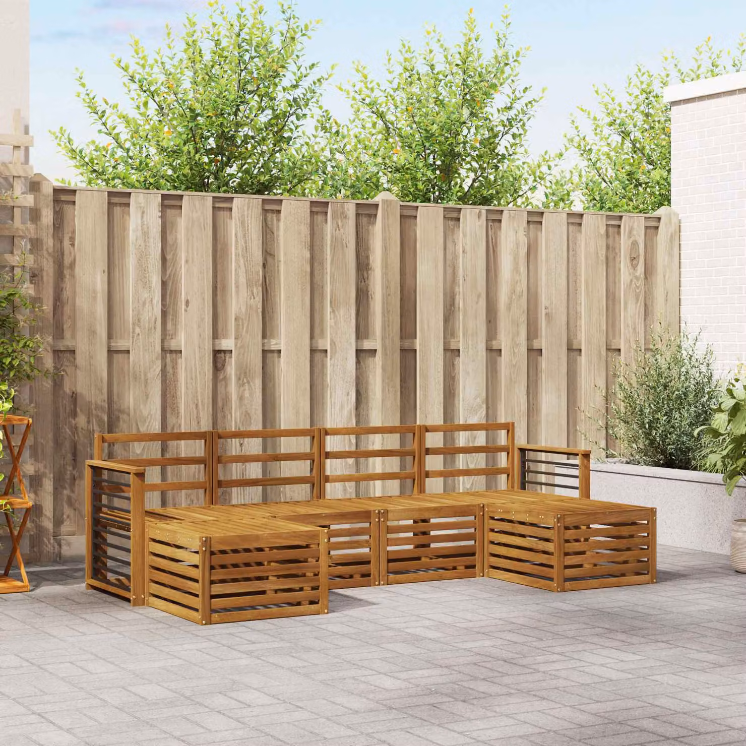 Set di divani da esterno vidaXL 6 pz in legno di acacia marrone con cuscini inclusi per giardino e terrazza