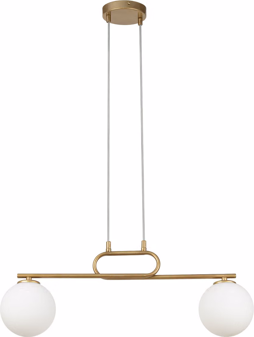 Lampada a sospensione decorativa dorata elegante due sfere di vetro bianco Tes 2xG9 12W Sigma Lighting