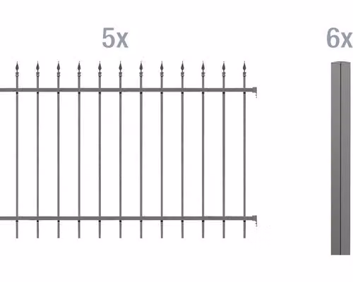 Alberts 510282 Set completo di recinzione Chaussee, per la posa in opera di calcestruzzo, antracite, altezza 100 cm, lunghezza 10 m