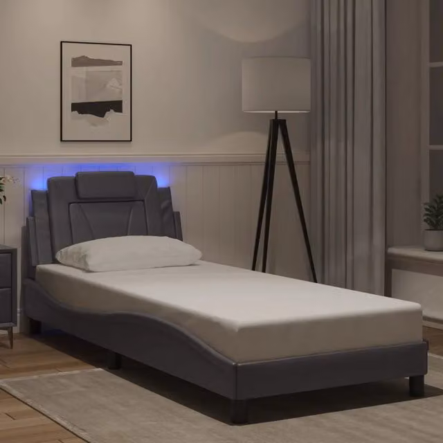 Struttura Letto Giroletto Viana Design Mania Grigio con LED e Porta USB, L 80 cm x P 200 cm