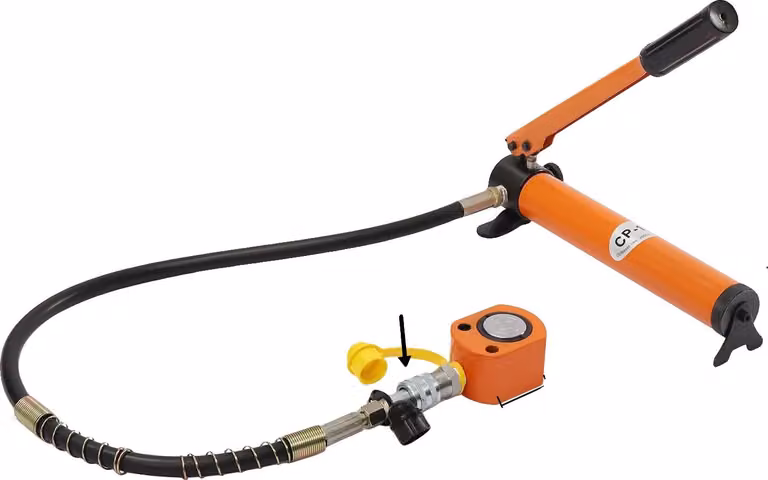 Martinetto idraulico, portata 10 t, comando manuale, arancione