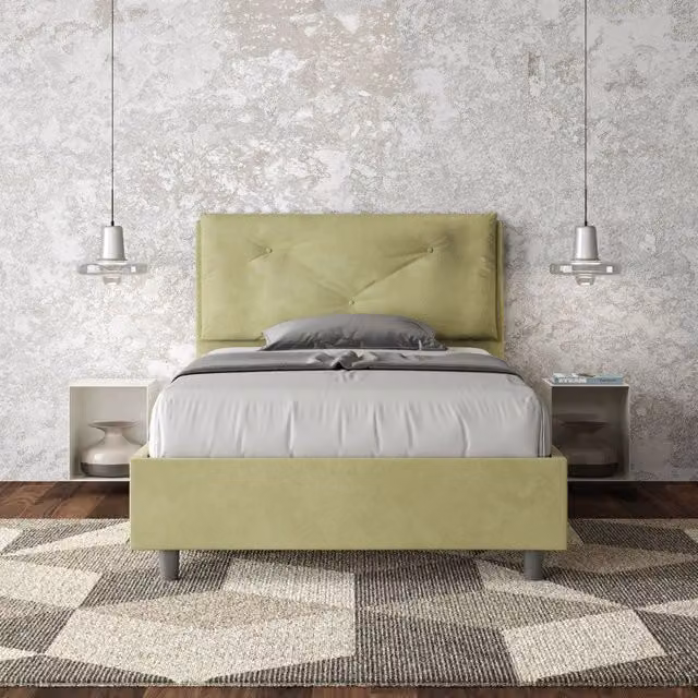 Letto imbottito con contenitore Ityhome in microfibra colore verde L/P/H: 130 x 200 x 145 cm
